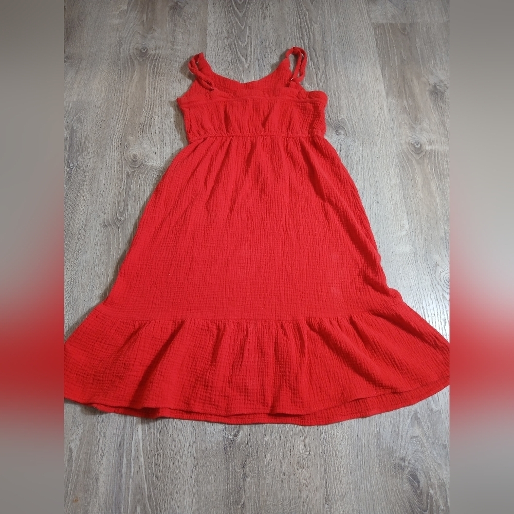 Indigo Rose Adjustable Strap Sleeveless Red Dress. Size Small 100% Cotton - Picture 5 of 6